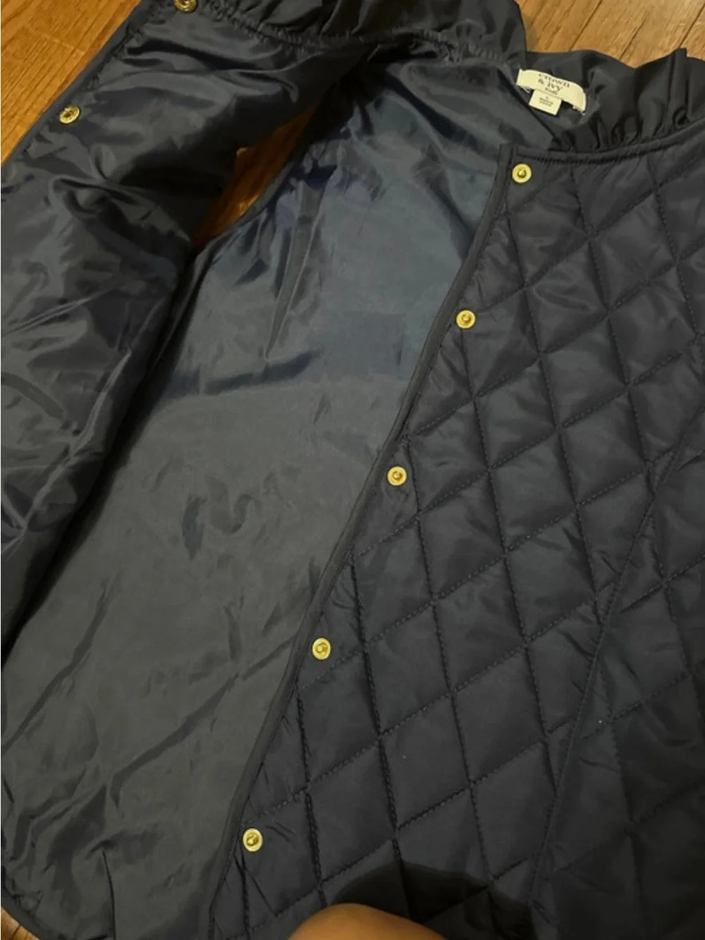 Girls Crown & Ivy Kids Quilted Navy Vest with Gold Buttons- Size Large